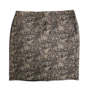 Talbots Women’s Size 16 Animal Print Pencil Skirt Brown Black Cotton Lined